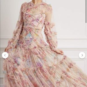 Needle and Thread Floral Diamond Ruffle Gown US4 but fits like US0/2